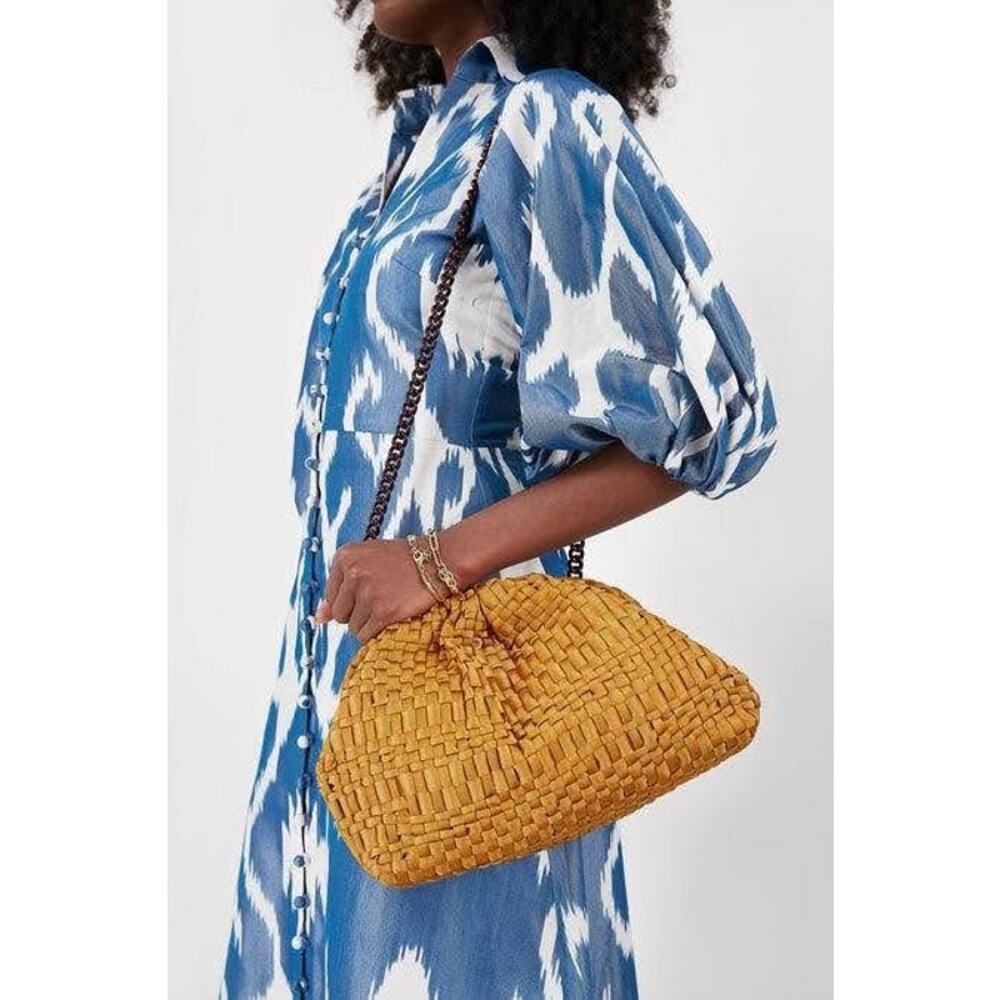 Maria La Rosa Game Clutch in Mustard Yellow – Handwoven in Italy Tuckernuck $398 - Picture 2 of 4